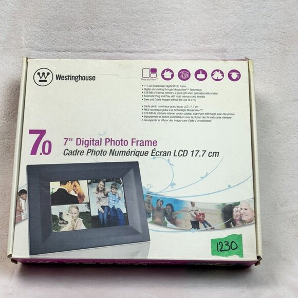 Westinghouse 7" Digital Photo Frame Model DPF-0702 128mb flash Memory - New - Picture 1 of 6